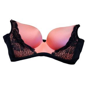 Chuns Coral and Black Lace Padded Push Up Bra 30B